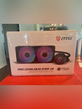 MSI MAG CoreLiquid 240R V2 RGB Cooler – Black with Purple/Blue Lighting